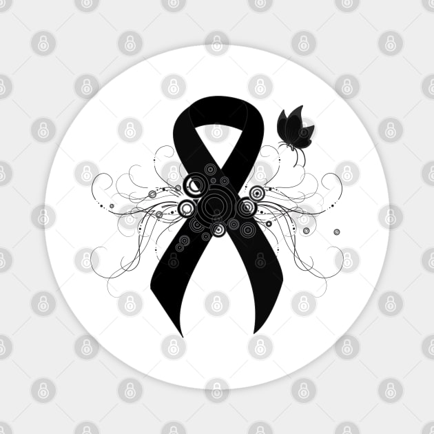 Black Ribbon with Butterfly Magnet by HolidayBug